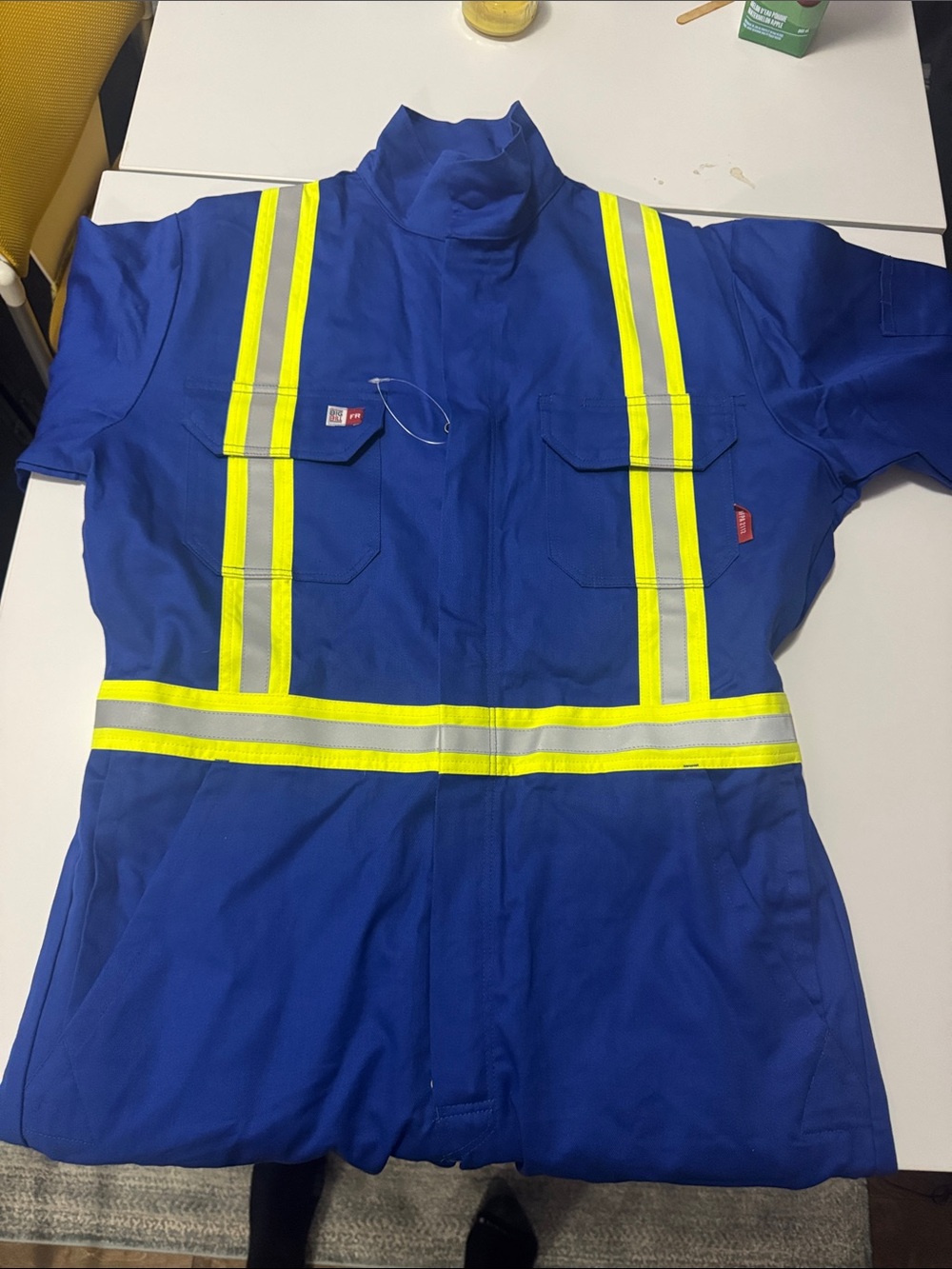 Hi-Vis Royal Blue Men’s Work Coverall with Yellow Reflective Stripes